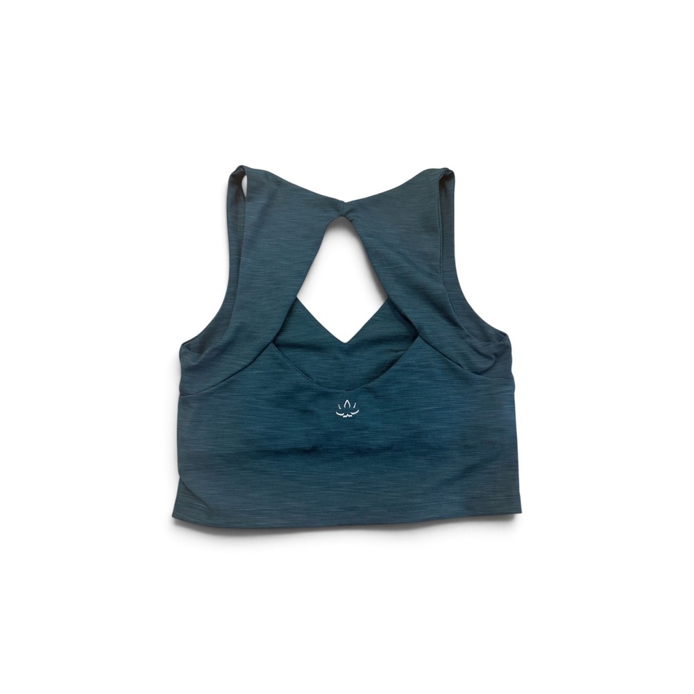 Beyond Yoga Crop Bra Dark Green Space Dye Keyhole Back V-Neck Medium